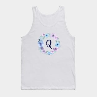 Floral Monogram Q Icy Winter Blossoms Tank Top